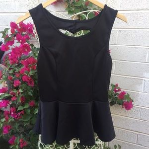Wet Seal Black Peplum Top with Heart